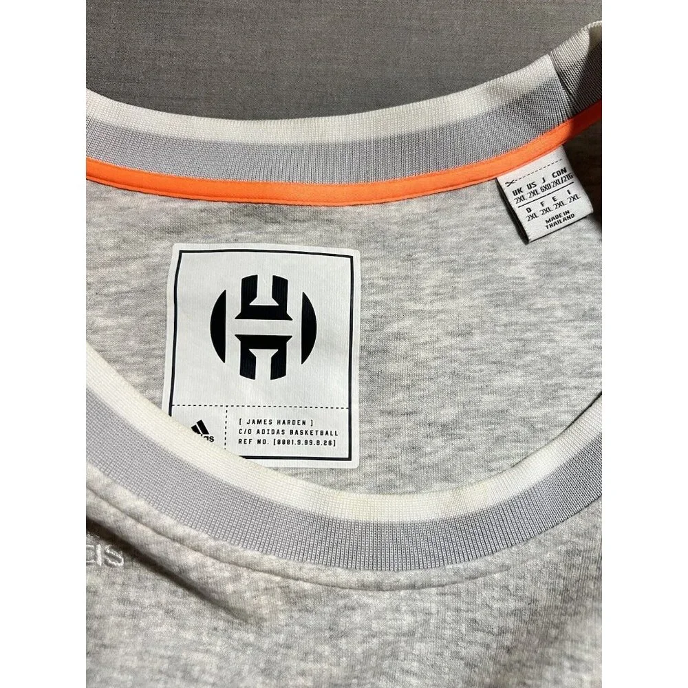 James Harden Adidas Tank Jersey‎ Men's 2XL Gray Embroidered Sleeveless.